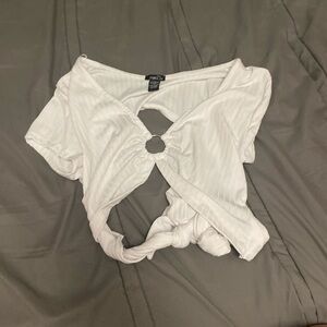 Forever 21 White Ring Detail Crop Top